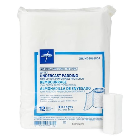 Medline Wytex Cotton Cast Padding, 4 in. x 4 yds., 72K, PK12 MDS066004